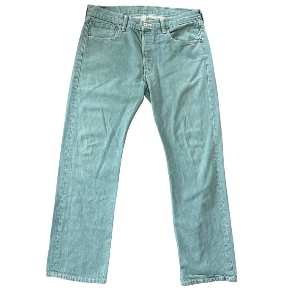 Levi's 501 100% Cotton Jeans Men's 34x30 Straight Leg Denim Pants Sage Green